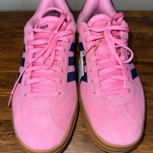 Adidas VL Court Bold Pink Suede Sneakers – Women’s 7.5 – Gum Sole NWT w Box